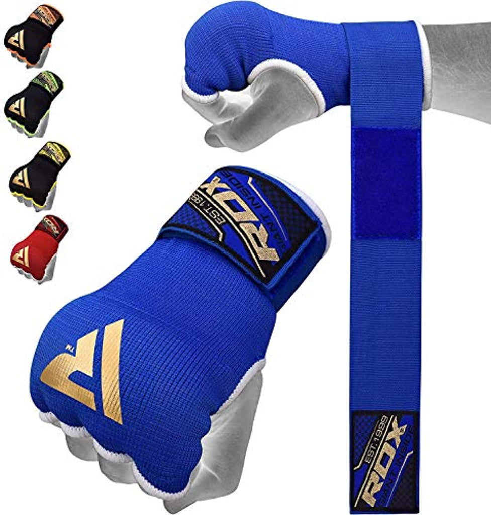 RDX IS Gel Padded Inner Gloves Hook & Loop Wrist Strap for Knuckle Protection Black / M